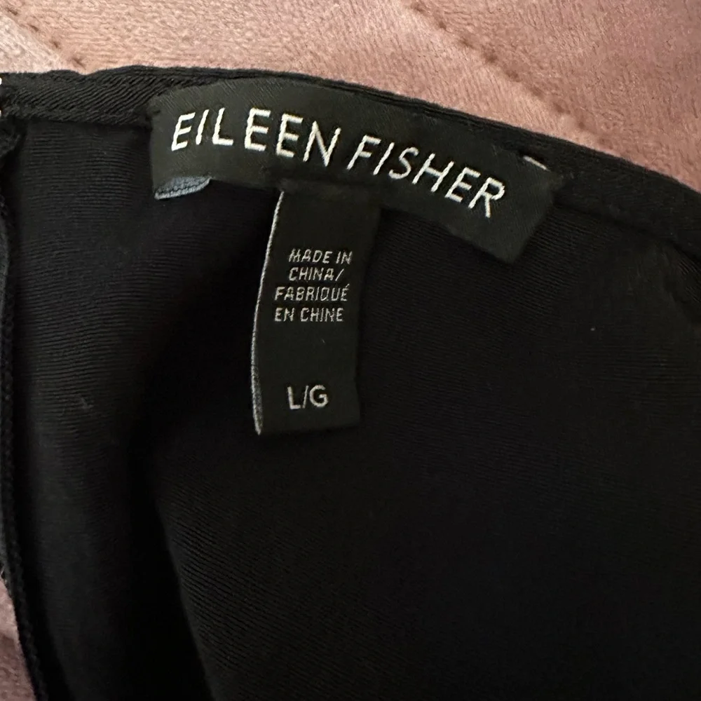 Eileen Fisher Black Sleeveless draped back zipper tencel viscose L ankle jumper